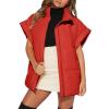 imageDokotoo Womens Casual Winter Oversized Puffer Vest Stand Collar Flysleeve Insulated Padded Puffy Jackets Coat with PocketsRed