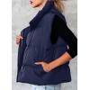 imageDokotoo Womens Casual Winter Puffer Vest Sleeveless Cropped Outerwear Warm Lightweight Stand Collar Down Coats with PocketsBlue