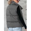 imageDokotoo Womens Casual Winter Puffer Vest Sleeveless Cropped Outerwear Warm Lightweight Stand Collar Down Coats with PocketsGray