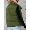 imageDokotoo Womens Casual Winter Puffer Vest Sleeveless Cropped Outerwear Warm Lightweight Stand Collar Down Coats with PocketsGreen