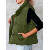 imageDokotoo Womens Casual Winter Puffer Vest Sleeveless Cropped Outerwear Warm Lightweight Stand Collar Down Coats with PocketsGreen