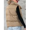 imageDokotoo Womens Casual Winter Puffer Vest Sleeveless Cropped Outerwear Warm Lightweight Stand Collar Down Coats with PocketsKhaki
