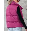 imageDokotoo Womens Casual Winter Puffer Vest Sleeveless Cropped Outerwear Warm Lightweight Stand Collar Down Coats with PocketsRose