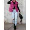 imageDokotoo Womens Casual Winter Puffer Vest Sleeveless Cropped Outerwear Warm Lightweight Stand Collar Down Coats with PocketsRose