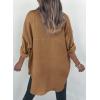 imageDokotoo Womens Color Block Button Down Shirts Long Sleeve Oversized Boyfriend Blouses Tops1 Brown