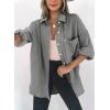 imageDokotoo Womens Color Block Button Down Shirts Long Sleeve Oversized Boyfriend Blouses Tops1 Gray