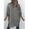 imageDokotoo Womens Color Block Button Down Shirts Long Sleeve Oversized Boyfriend Blouses Tops1 Gray
