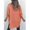 imageDokotoo Womens Color Block Button Down Shirts Long Sleeve Oversized Boyfriend Blouses Tops1 Orange