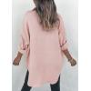 imageDokotoo Womens Color Block Button Down Shirts Long Sleeve Oversized Boyfriend Blouses Tops1 Pink