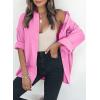 imageDokotoo Womens Color Block Button Down Shirts Long Sleeve Oversized Boyfriend Blouses Tops1 Rose Pink