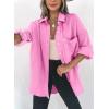imageDokotoo Womens Color Block Button Down Shirts Long Sleeve Oversized Boyfriend Blouses Tops1 Rose Pink