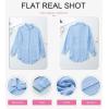 imageDokotoo Womens Color Block Button Down Shirts Long Sleeve Oversized Boyfriend Blouses Tops1 Sky Blue