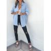 imageDokotoo Womens Color Block Button Down Shirts Long Sleeve Oversized Boyfriend Blouses Tops1 Sky Blue