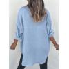 imageDokotoo Womens Color Block Button Down Shirts Long Sleeve Oversized Boyfriend Blouses Tops1 Sky Blue