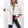 imageDokotoo Womens Color Block Button Down Shirts Long Sleeve Oversized Boyfriend Blouses Tops1 White
