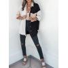 imageDokotoo Womens Color Block Button Down Shirts Long Sleeve Oversized Boyfriend Blouses Tops2 Black