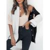 imageDokotoo Womens Color Block Button Down Shirts Long Sleeve Oversized Boyfriend Blouses Tops2 Black