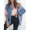 imageDokotoo Womens Color Block Button Down Shirts Long Sleeve Oversized Boyfriend Blouses Tops2 Blue