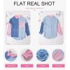 imageDokotoo Womens Color Block Button Down Shirts Long Sleeve Oversized Boyfriend Blouses Tops2 Blue