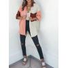 imageDokotoo Womens Color Block Button Down Shirts Long Sleeve Oversized Boyfriend Blouses Tops2 Brown