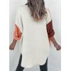 imageDokotoo Womens Color Block Button Down Shirts Long Sleeve Oversized Boyfriend Blouses Tops2 Brown