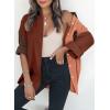 imageDokotoo Womens Color Block Button Down Shirts Long Sleeve Oversized Boyfriend Blouses Tops2 Dark Brown