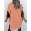 imageDokotoo Womens Color Block Button Down Shirts Long Sleeve Oversized Boyfriend Blouses Tops2 Dark Brown