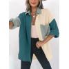 imageDokotoo Womens Color Block Button Down Shirts Long Sleeve Oversized Boyfriend Blouses Tops2 Dark Green