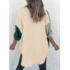 imageDokotoo Womens Color Block Button Down Shirts Long Sleeve Oversized Boyfriend Blouses Tops2 Dark Green