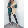 imageDokotoo Womens Color Block Button Down Shirts Long Sleeve Oversized Boyfriend Blouses Tops2 Dark Green
