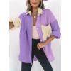imageDokotoo Womens Color Block Button Down Shirts Long Sleeve Oversized Boyfriend Blouses Tops2 Dark Purple