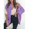 imageDokotoo Womens Color Block Button Down Shirts Long Sleeve Oversized Boyfriend Blouses Tops2 Dark Purple