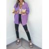 imageDokotoo Womens Color Block Button Down Shirts Long Sleeve Oversized Boyfriend Blouses Tops2 Dark Purple