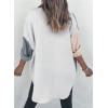 imageDokotoo Womens Color Block Button Down Shirts Long Sleeve Oversized Boyfriend Blouses Tops2 Gray