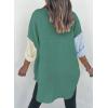 imageDokotoo Womens Color Block Button Down Shirts Long Sleeve Oversized Boyfriend Blouses Tops2 Green