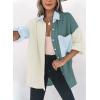 imageDokotoo Womens Color Block Button Down Shirts Long Sleeve Oversized Boyfriend Blouses Tops2 Green