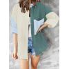 imageDokotoo Womens Color Block Button Down Shirts Long Sleeve Oversized Boyfriend Blouses Tops2 Green