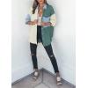 imageDokotoo Womens Color Block Button Down Shirts Long Sleeve Oversized Boyfriend Blouses Tops2 Green