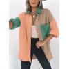 imageDokotoo Womens Color Block Button Down Shirts Long Sleeve Oversized Boyfriend Blouses Tops2 Khaki