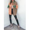 imageDokotoo Womens Color Block Button Down Shirts Long Sleeve Oversized Boyfriend Blouses Tops2 Khaki
