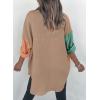 imageDokotoo Womens Color Block Button Down Shirts Long Sleeve Oversized Boyfriend Blouses Tops2 Khaki