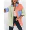 imageDokotoo Womens Color Block Button Down Shirts Long Sleeve Oversized Boyfriend Blouses Tops2 Orange