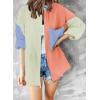 imageDokotoo Womens Color Block Button Down Shirts Long Sleeve Oversized Boyfriend Blouses Tops2 Orange