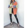 imageDokotoo Womens Color Block Button Down Shirts Long Sleeve Oversized Boyfriend Blouses Tops2 Orange