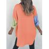 imageDokotoo Womens Color Block Button Down Shirts Long Sleeve Oversized Boyfriend Blouses Tops2 Orange