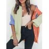 imageDokotoo Womens Color Block Button Down Shirts Long Sleeve Oversized Boyfriend Blouses Tops2 Orange
