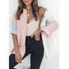 imageDokotoo Womens Color Block Button Down Shirts Long Sleeve Oversized Boyfriend Blouses Tops2 Pink