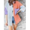 imageDokotoo Womens Color Block Button Down Shirts Long Sleeve Oversized Boyfriend Blouses Tops2 Purple