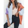 imageDokotoo Womens Color Block Button Down Shirts Long Sleeve Oversized Boyfriend Blouses Tops2 Purple