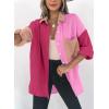 imageDokotoo Womens Color Block Button Down Shirts Long Sleeve Oversized Boyfriend Blouses Tops2 Rose
